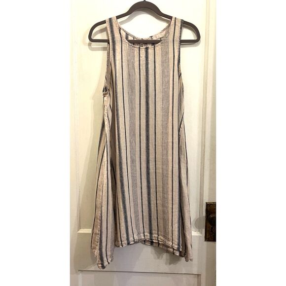 CP SHADES White Stripe Linen Sleeveless Pocket Mini Dress   Women's Size Medium - Picture 2 of 9